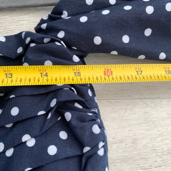Abercrombie & Fitch Navy Polka Dot Puff Sleeve Smocked Mini Dress Women Large - Picture 11 of 12